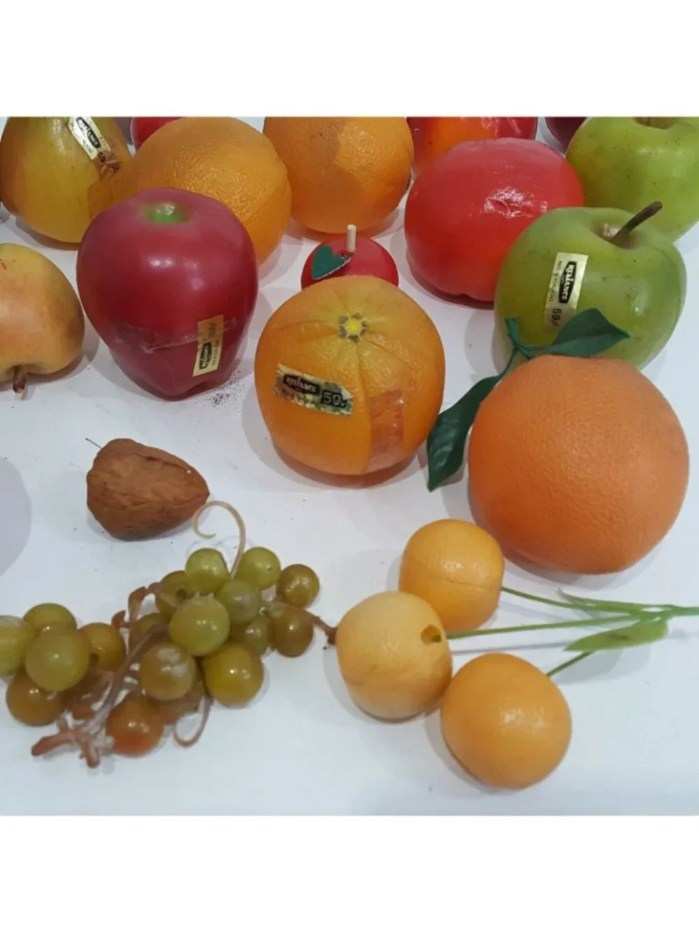 Vintage Fake Faux Artificial Fruit Grapes Apples Orange Lot of 24 Decor Bowl